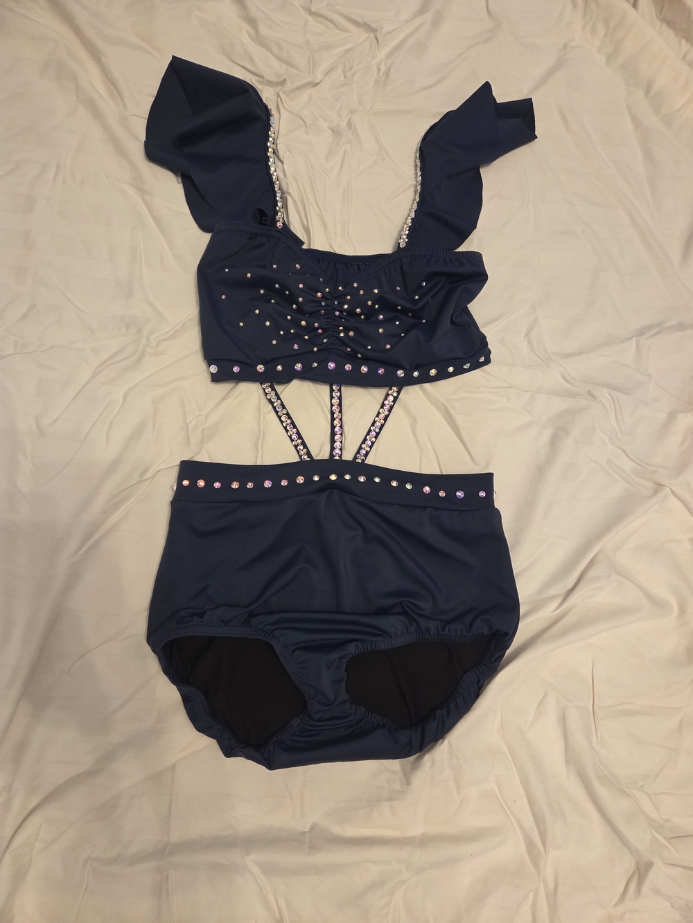 Kelle Navy Rhinestone Dance Costume